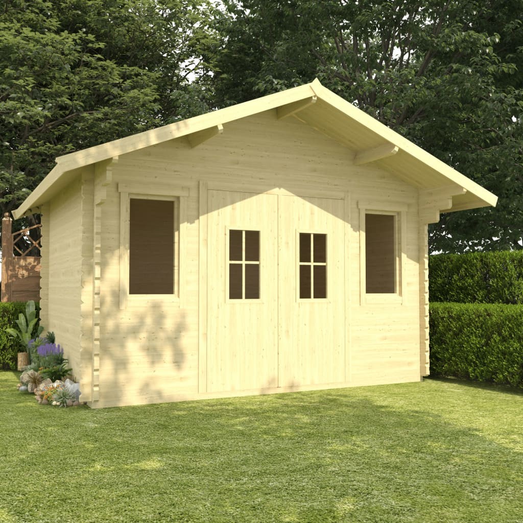 Log Cabin with Floor 44 mm 4x3x2.91 m Solid Pinewood